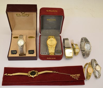 Lot 244 - Quantity of fashion watches to include Gruen diamond, Montine, Elgin, etc