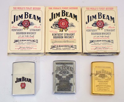 Lot 350 - Collection of three Jim Beam Zippo lighters
