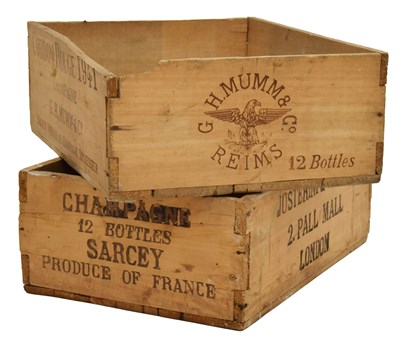 Lot 324 - Two vintage wooden champagne crates