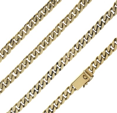 Lot 206 - 14ct yellow metal flat curb link necklace
