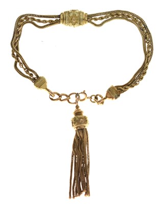 Lot 184 - Victorian yellow metal albertina, the links stamped '9c'