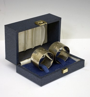 Lot 161 - Pair of Elizabeth II silver napkin rings, cased