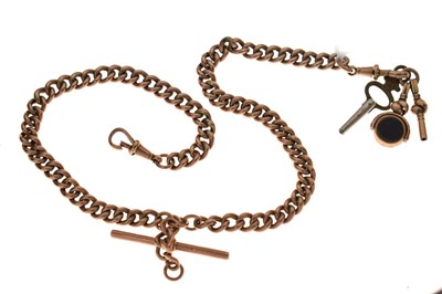 Lot 185 - 9ct rose gold curb link Albert watch chain