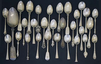 Lot 278 - Collection of silver and white metal teaspoons, etc