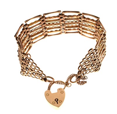 Lot 198 - 9ct rose gold gate link bracelet