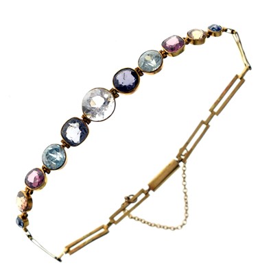Lot 199 - 19th century gem-set yellow metal bracelet