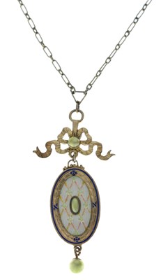 Lot 221 - Marius Hammer (1847-1927) - Enamelled white-metal pendant