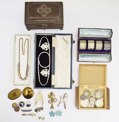 Lot 317 - Small collection of GB and world coins, costume jewellery, etc
