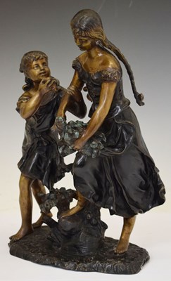 Lot 365 - Early 20th century bronze figure group