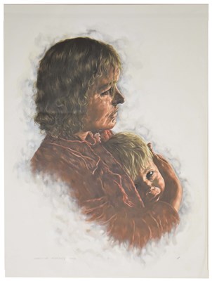 Lot 561 - Christine Mckelvey (20th century) - Watercolour of a mother holding a child