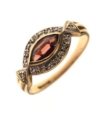Lot 115 - Garnet and diamond 9ct gold dress ring