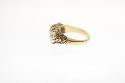 Lot 16 - Late 19th century pearl and diamond yellow metal ring