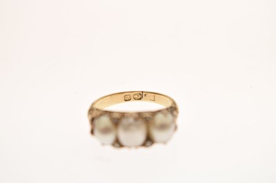 Lot 16 - Late 19th century pearl and diamond yellow metal ring