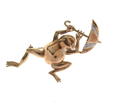 Lot 151 - 9ct gold brooch modelled as a frog