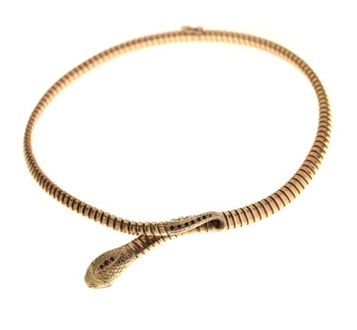 Lot 190 - 9ct gold serpent/snake collar necklace