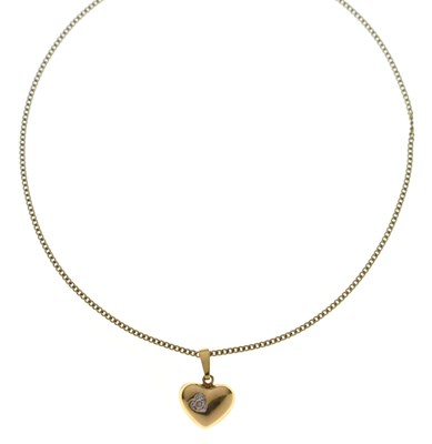 Lot 183 - 9ct gold diamond set heart shaped pendant necklace
