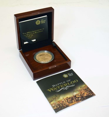 Lot 302 - Royal Mint gold proof £5 coin commemorating the Battle of Waterloo