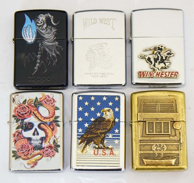 Lot 360 - Collection of six Zippo lighters
