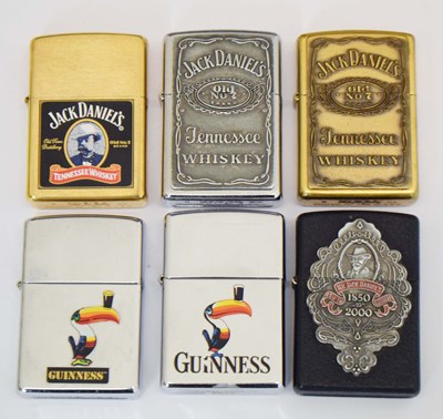 Lot 351 - Collection of six Zippo lighters