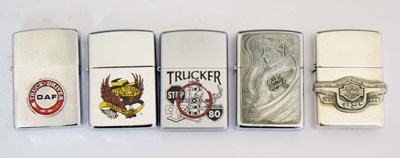 Lot 357 - Collection of five Zippo lighters