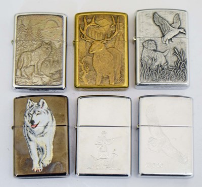 Lot 353 - Collection of six Zippo lighters