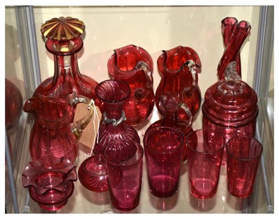 Lot 359 - Assorted cranberry glass