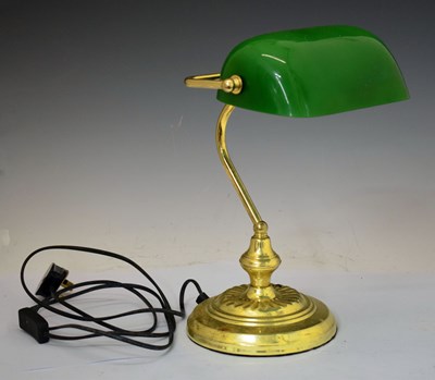 Lot 371 - Reproduction bankers style desk lamp and a brass desk lamp