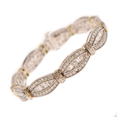 Lot 44 - White and yellow metal diamond multi-stone bracelet (a/f)