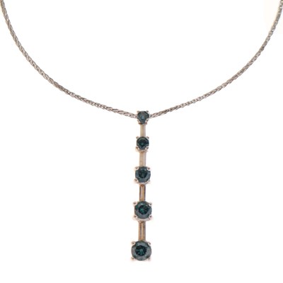 Lot 60 - Blue diamond and white diamond pendant necklace