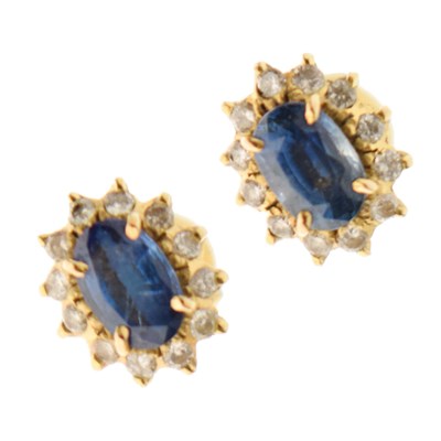 Lot 53 - Sapphire and diamond cluster earrings