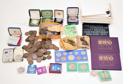 Lot 15 - Large quantity of mainly GB coinage to include a cased Elizabeth II 1977 silver crown, etc