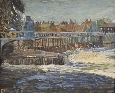 Lot 474 - Attributed to Louis Ward (1913-2005) - Oil on board - The Weir at Eton