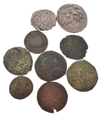 Lot 309 - Collection of world coins to include a Greek silver teradrachm, Islamic fals, etc