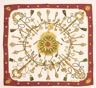 Lot 19 - Hermès, Paris - 'Les Clés (The Keys) silk scarf