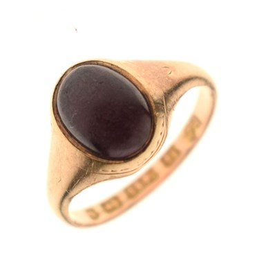Lot 44 - Early 20th century 15ct gold ring set purple hardstone
