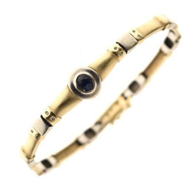 Lot 85 - Sapphire and diamond yellow and white metal bracelet, stamped '585'