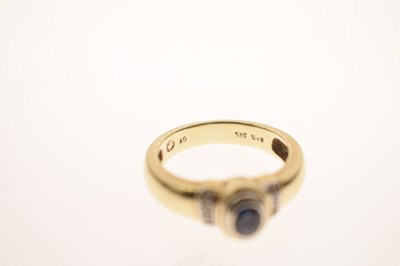Lot 13 - Sapphire and diamond yellow and white metal ring, stamped '585'