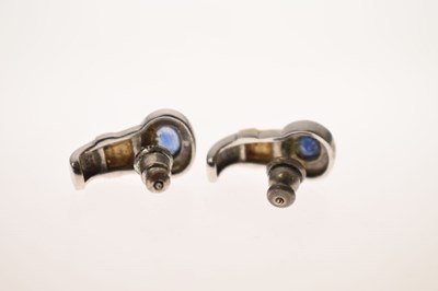Lot 95 - Pair of sapphire and diamond yellow and white metal earrings, stamped '585'
