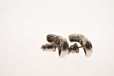 Lot 95 - Pair of sapphire and diamond yellow and white metal earrings, stamped '585'