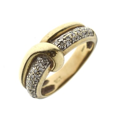Lot 5 - 9ct gold diamond crossover dress ring