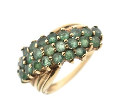 Lot 20 - 9ct gold emerald crossover dress ring