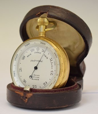 Lot 529 - Gilt metal pocket barometer, J. Brown, Glasgow