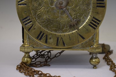 Lot 484 - Charles I brass lantern clock - 'William Sellwood at ye Mearemayde in Lothburi'