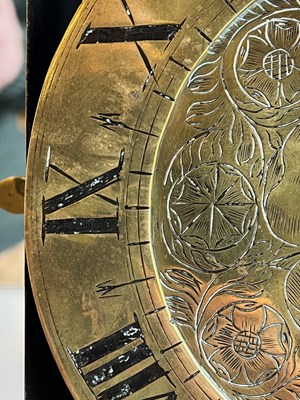 Lot 484 - Charles I brass lantern clock - 'William Sellwood at ye Mearemayde in Lothburi'