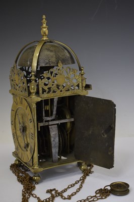 Lot 484 - Charles I brass lantern clock - 'William Sellwood at ye Mearemayde in Lothburi'