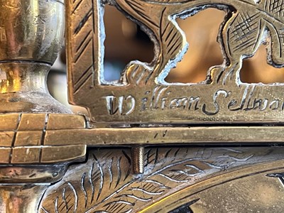 Lot 484 - Charles I brass lantern clock - 'William Sellwood at ye Mearemayde in Lothburi'