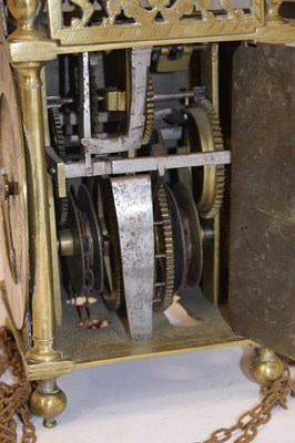 Lot 484 - Charles I brass lantern clock - 'William Sellwood at ye Mearemayde in Lothburi'