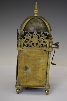 Lot 484 - Charles I brass lantern clock - 'William Sellwood at ye Mearemayde in Lothburi'