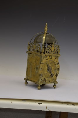 Lot 484 - Charles I brass lantern clock - 'William Sellwood at ye Mearemayde in Lothburi'