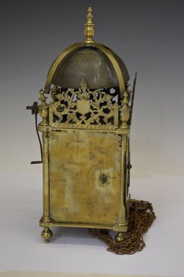 Lot 484 - Charles I brass lantern clock - 'William Sellwood at ye Mearemayde in Lothburi'